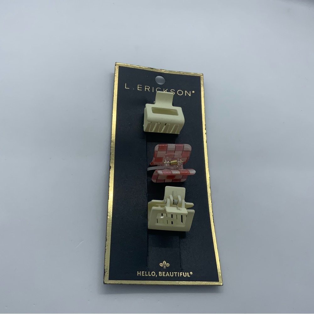 L. Erickson Hair Claw Clip Set - Cream and Red